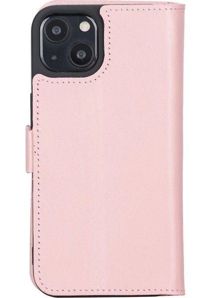 Apple iPhone 13 Uyumlu Deri Cüzdanlı Kılıf Toz Pembe modelleri