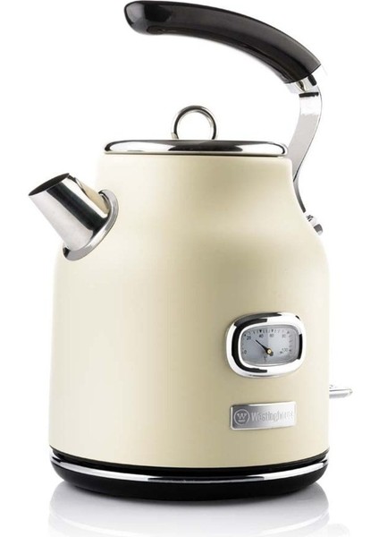 Beyaz Retro Elektrikli Su Isıtıcı, Şık ve Pratik Kullanım