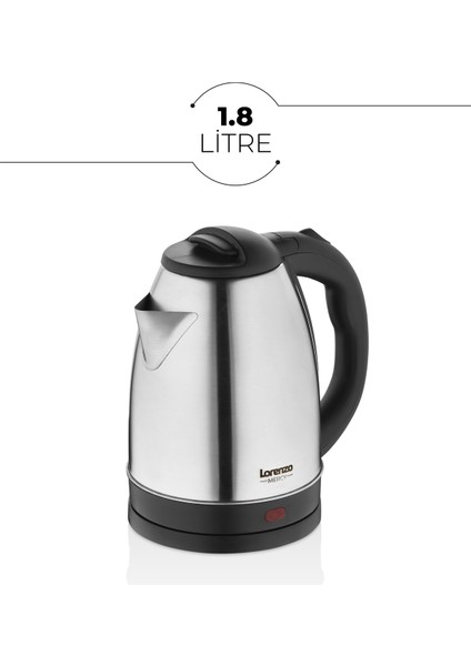 Şık 1,8 Lt Inox Su Isıtıcı, Gri Renkli, Dayanıklı ve Kullanışlı Tasarım