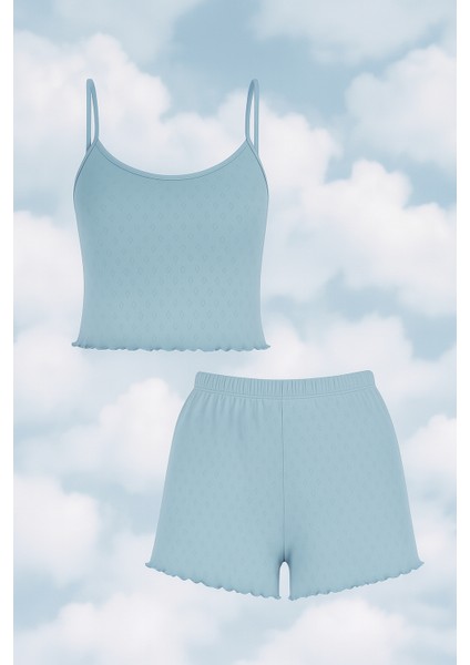 Kadın Pamuklu Ip Askılı Şort Takım