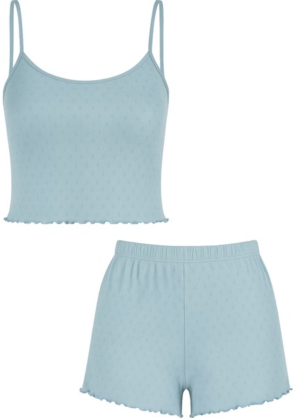 Kadın Pamuklu Ip Askılı Şort Takım