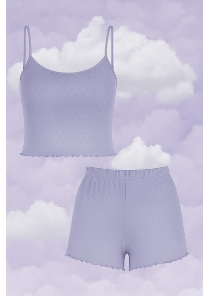 Kadın Pamuklu Ip Askılı Şort Takım