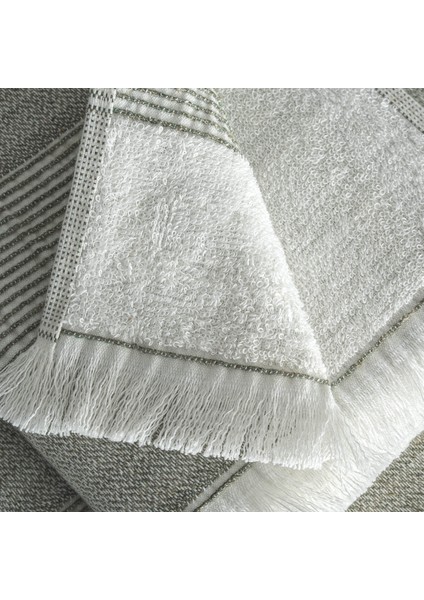 Hasna 3'lü Havlu Seti Organik Pamuk Keten Melanj Haki