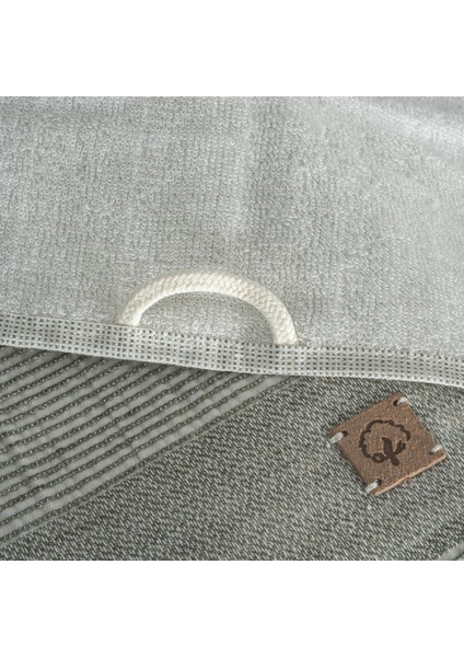 Hasna 3'lü Havlu Seti Organik Pamuk Keten Melanj Haki