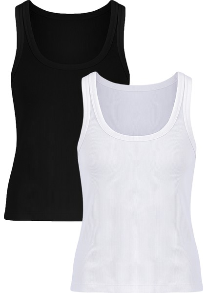 Kadın Pamuklu U Yaka Kaşkorse Atlet 2 Adet indirimleri