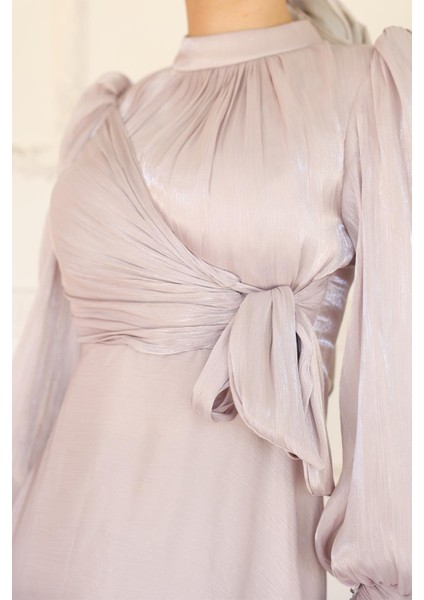 Yandan Bağlamalı Manşet Detaylı Yoryo Ipek Tesettür Abiye Taş 1241 fırsatları