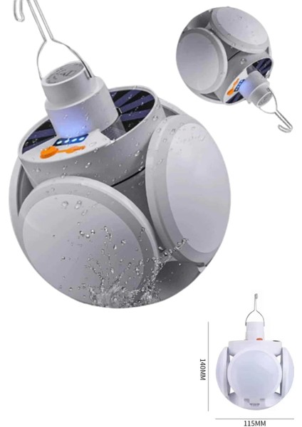 Katlanabilir Askılı Kamp Lambası 5 Kanatlı Pratik Güneş Enerjili indirimleri