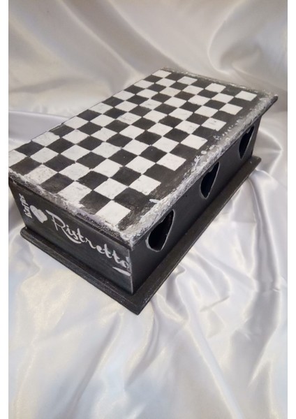Sevgili Hediye Kutusu Dama Satranç Sevgililer Günü Ahşap El Işi Hand Made Mücevher Kutusu Orta Boy