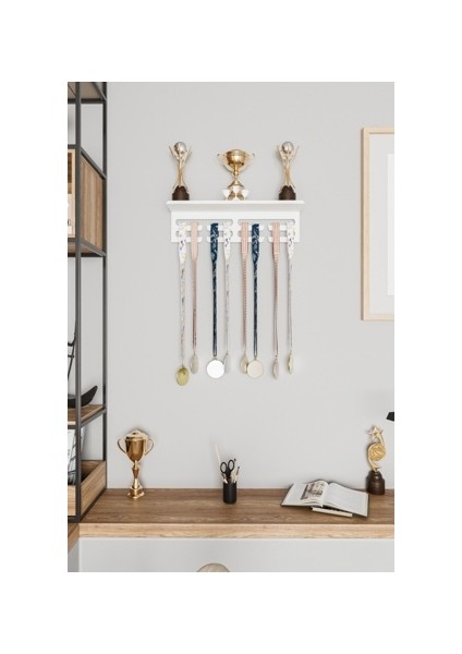 Kupa Raflı Madalya Askılığı Kupa Tasarımlı Metal Madalya Askısı ve Kupa Standı 15X35X10 cm modelleri