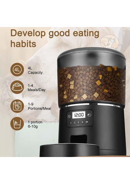Otomatik Kedi Besleyici 4l Kapasiteli Akıllı Evcil Hayvan Besleme Sistemi (Yurt Dışından) fiyatları