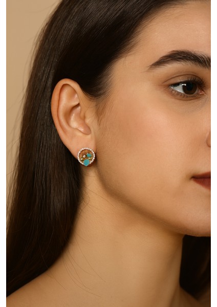 Kadın Xupıng Rose Renkli Kalp ve Yıldız Figürlü Taş Detaylı Küpe