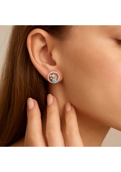 Kadın Xupıng Rose Renkli Kalp ve Yıldız Figürlü Taş Detaylı Küpe fiyatları