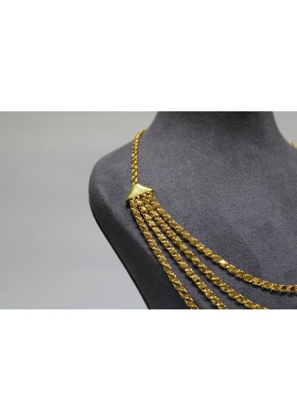 14 Ayar Altın 4 Sıra Pullu Kolye modelleri