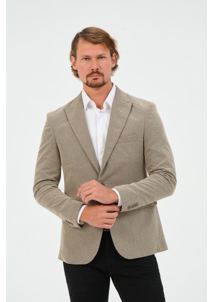 Erkek Slim Fit Blazer Ceket Koyu Bej fiyatları