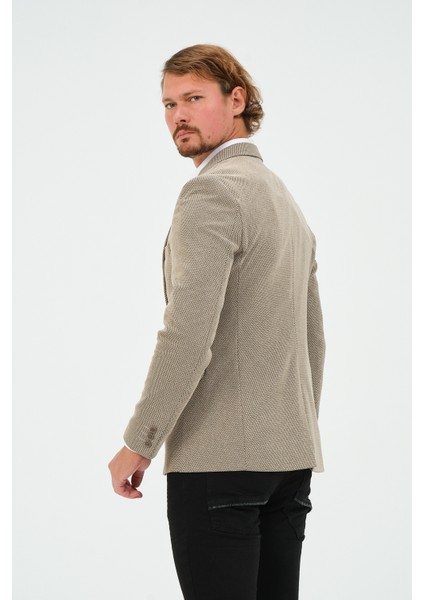 Erkek Slim Fit Blazer Ceket Koyu Bej modelleri