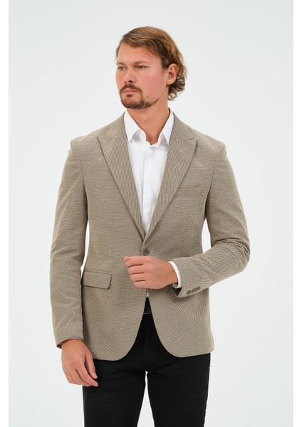 Erkek Slim Fit Blazer Ceket Koyu Bej fırsatları