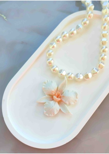 Orchid Pearl El Yapımı Beyaz Inci & Orkide Kolye - Zarif ve Şık fiyatları