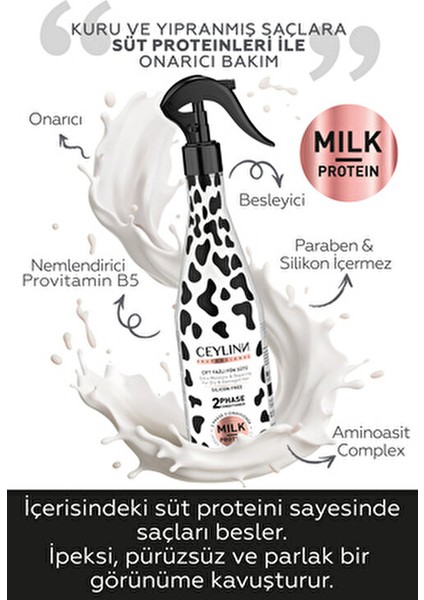 Milk Protein Çift Fazlı Fön Sütü Saçları Nemlendirir ve Parlaklık Kazandırır 400 ML indirimleri