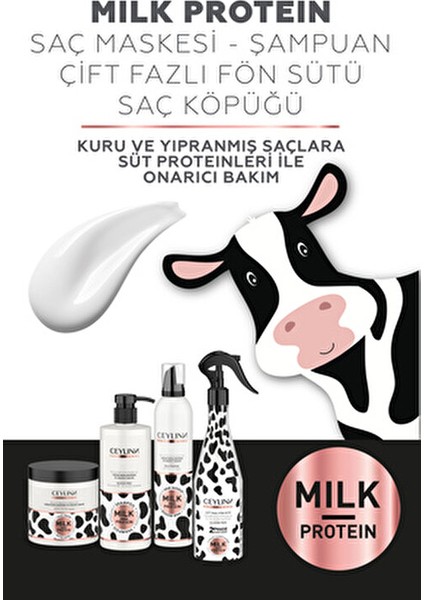 Milk Protein Çift Fazlı Fön Sütü Saçları Nemlendirir ve Parlaklık Kazandırır 400 ML