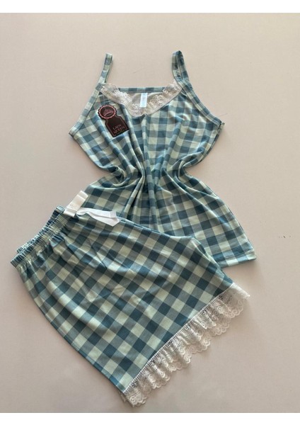 Likralı Ring Viskon Kadın Şortlu Pijama Takımı