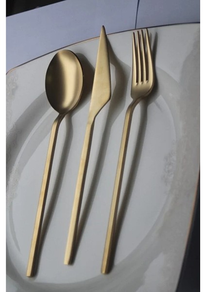 Saphire Mat Gold 6 Adet Yemek Çatalı 18/10