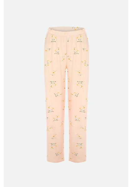 Kadın Viskon Yaka Dantel Lastik Detaylı V Yaka Kısa Kollu Pijama Takımı