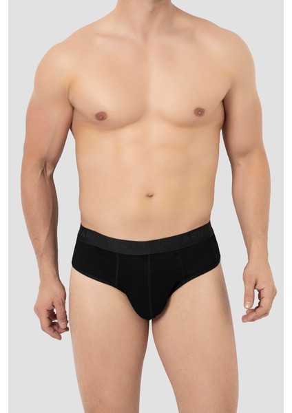 Erkek Bambu Slip Külot Düz Siyah 3'lü Paket