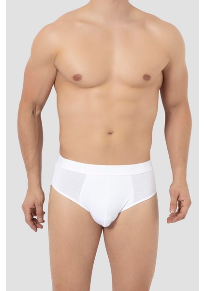 Erkek Bambu Slip Külot Düz Beyaz 3'lü Paket