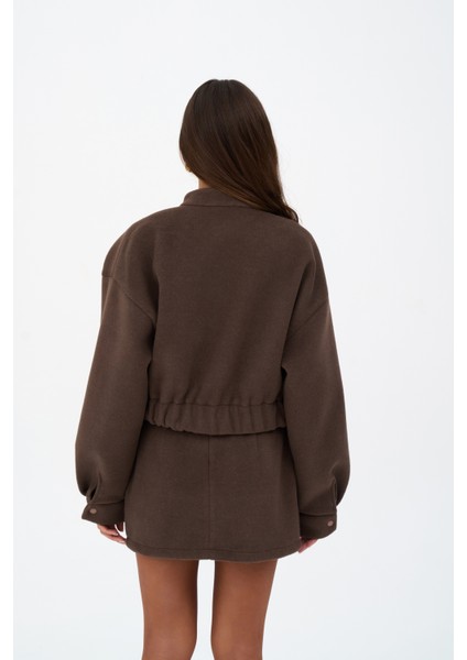 Tenby Koyu Kahve Crop Ceket-Etek Takım indirimleri