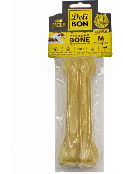 Deri Köpek Çiğneti Pres Kemik 1X15CM Natural - Lisinya