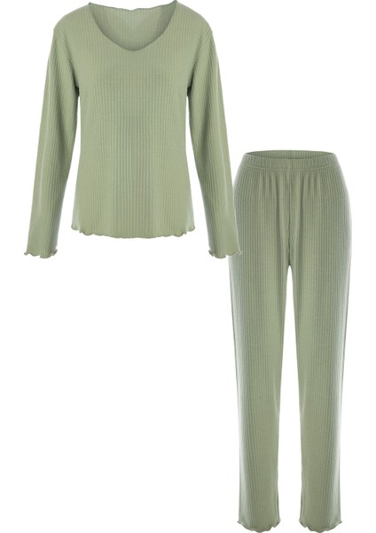 Kadın Yumuşak Dokulu Fitilli Süs Dikişli Soft Touch Pijama Takımı fiyatları