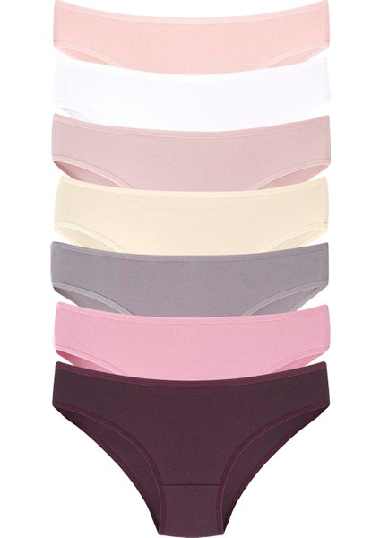Kadın Renkli Külot 7'li Paket Pamuklu Likralı Esnek ve Yumuşak Kumaş