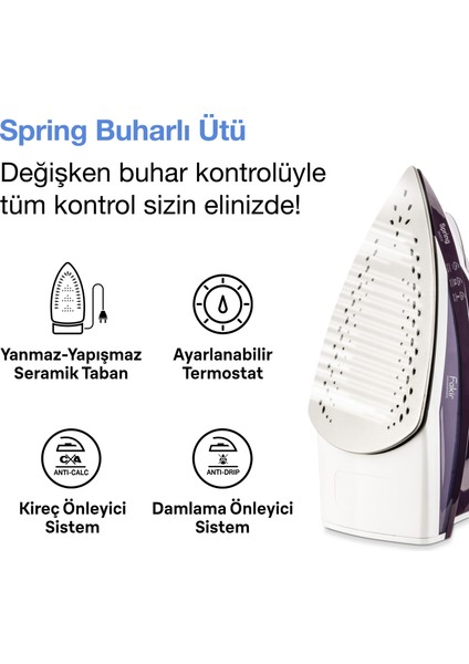 Spring Buharlı Ütü - Violet - 2600 Watt fiyatları