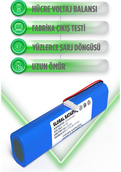 Tefal X-Plorer 75 Uyumlu Akıllı Robot Süpürge Bataryası 14.4V 3200MAH Li-Ion Pil (Yüksek Kapasite) modelleri