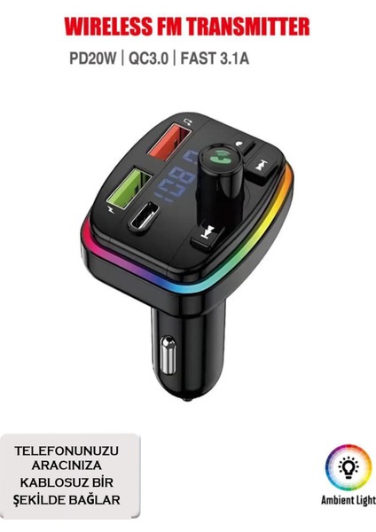 Transmitter Bluetooth Fm Araç Kiti Kolay Bağlantı Araba Müzik Mp3 Çalar Oto Çakmaklık Hızlı Şarj modelleri