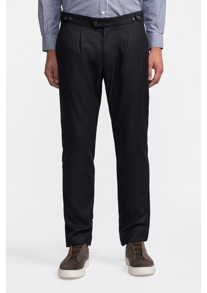 Erkek Gri Yün Kırçıllı Düğme Detaylı Del Casentino Pantolon modelleri