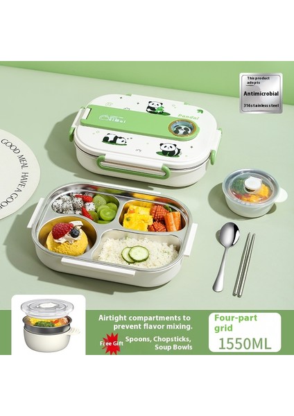 Öğrenci Bölmeli Yemek Tepsisi 316 Paslanmaz Çelik Büyük Kapasiteli Yalıtımlı Yemek Kutusu (Yurt Dışından)