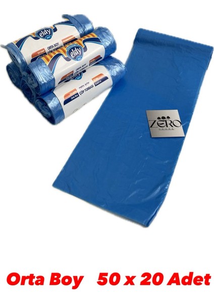 Mavi Orta Boy Çöp Poşeti 55X60 cm – 50 Rulo / 1000 Adet