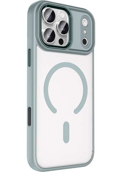 iPhone 17 Pro Max Kılıf Wireless Şarj Özellikli Zore Krom M-Safe Silikon Kapak - Turuncu modelleri