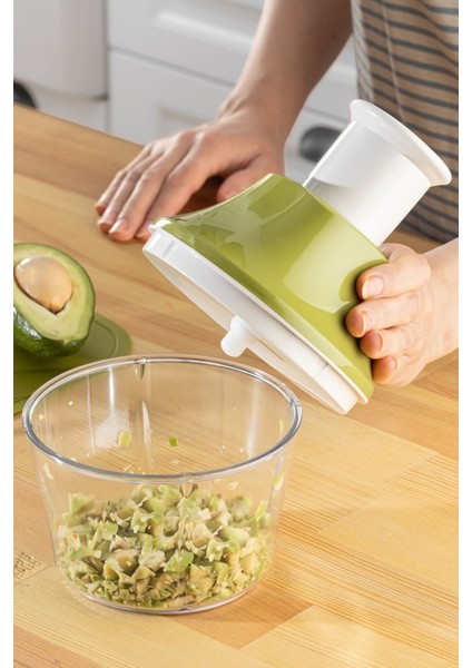 Yeşil 3 Bıçaklı Paslanmaz Çelik El Rondosu 700 ml Çok Amaçlı Doğrayıcı