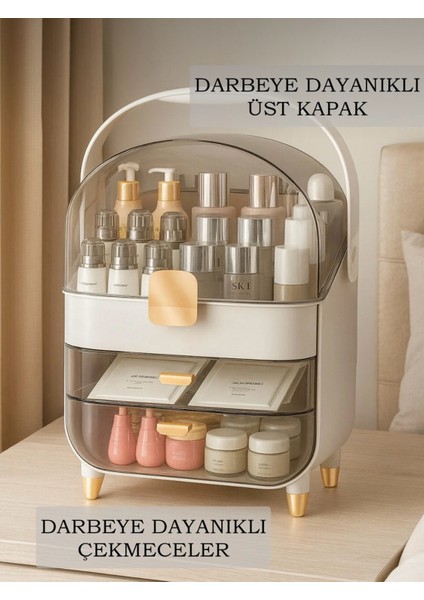 Çok Fonksiyonlu Makyaj Düzenleyici Beyaz, Şık ve Kullanışlı Tasarım