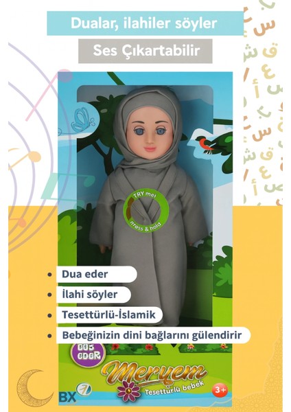 Buğz Tesettürlü Meryem Edep Bebek Sesli Dua ve Ilahi Söyleyen Interaktif Maneviyat Geliştirici Oyuncak