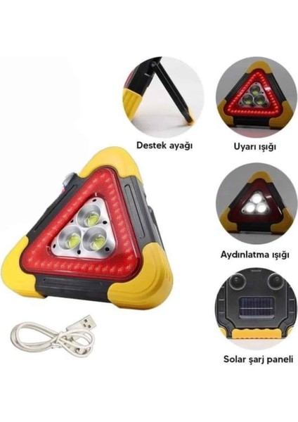 Zeroshop Işıklı Üçgen Reflektör LED Projektör Acil Durum Feneri Flaşör 500 Lümen indirimleri