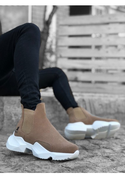 ET0444 Bağcıksız Rahat Yüksek Taban Vizon Erkek Spor Yarım Bilek Bot