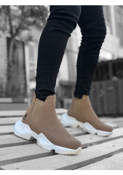 ET0444 Bağcıksız Rahat Yüksek Taban Vizon Erkek Spor Yarım Bilek Bot fiyatları