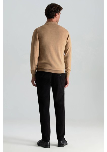 Merino Yünü Polo Yaka Camel Triko modelleri