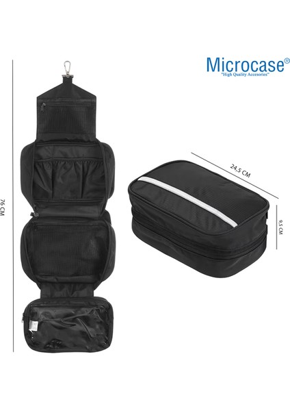 Çok Bölmeli El Tutacaklı Seyahat ve Günlük Kullanım Organizer Çanta Siyah