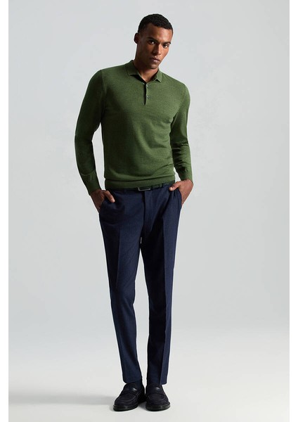 Merino Yünü Polo Yaka Açık Yeşil Triko modelleri