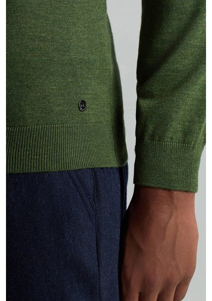 Merino Yünü Polo Yaka Açık Yeşil Triko indirimleri