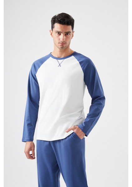 Erkek Pamuklu Uzun Kollu Cepli Pijama Takımı
